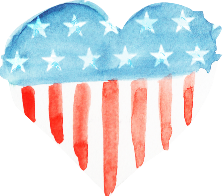 Watercolor Heart American Flag