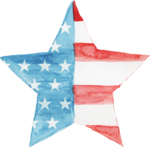 Watercolor Star American Flag